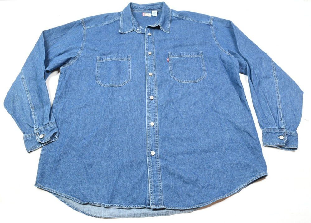 Vintage Levis Red Tab Denim Shirt Mens XL Blue Long Sleeve Button-Up Relaxed Y2K